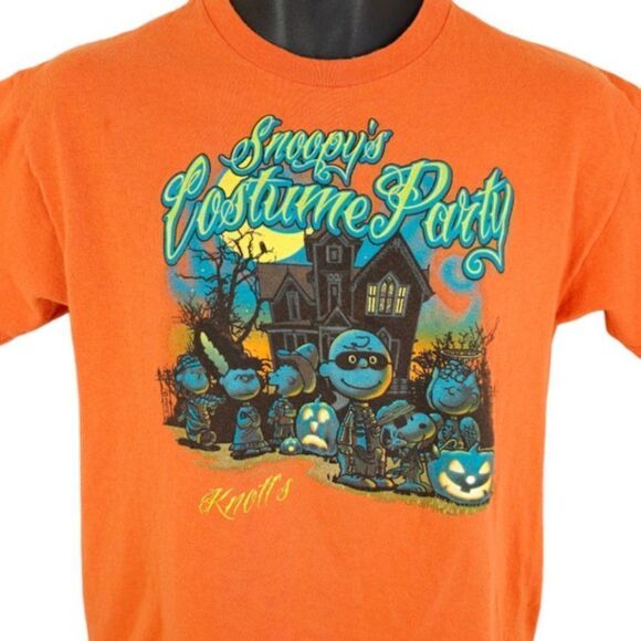 Snoopy Peanuts Halloween T Shirt Mens Size Small Knotts Scary Farm Costume Party - Picture 1 of 6